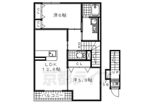 京都府城陽市水主【アパート】の間取り