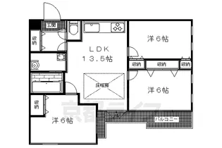 京都府京都市左京区下鴨梅ノ木町【マンション】の間取り
