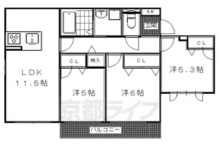 エーデルコート北泉【201号室】の間取り