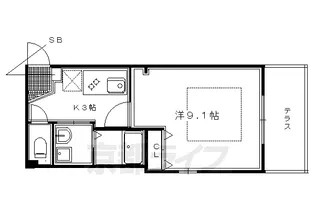 グリーンヒル冷泉通【105号室】の間取り