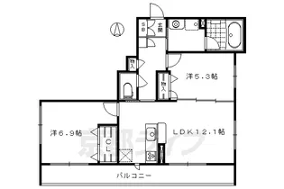 シャーメゾン ドエル下鴨【201号室】の間取り