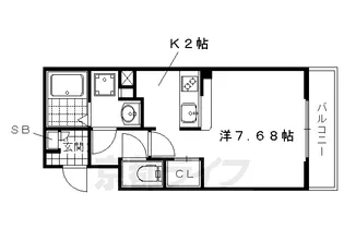 PINE館Ⅵ鞠小路【406号室】の間取り