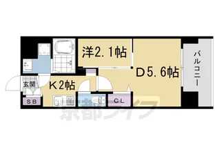 アクアプレイス京大北OX【104号室】の間取り