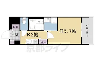 アクアプレイス京大北OX【402号室】の間取り