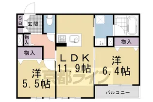 シャーメゾン京 御所ノ内A【203号室】の間取り