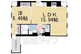 プランドール神宮丸太町【102号室】の間取り