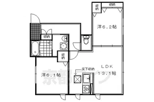ドゥエール洛北【105号室】の間取り