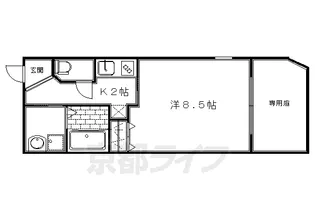 East Court 北白川【3-B号室】の間取り