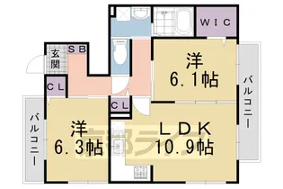 ウィンディアコリ−ヌF棟【102号室】の間取り