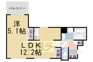ティアレ長岡京【405号室】の間取り