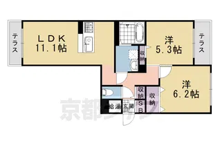 シャーメゾン伏見桂川【101号室】の間取り