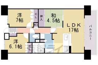 ジオ阪急洛西口サウスレジデンス【917号室】の間取り