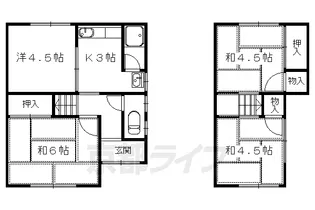 京都府長岡京市友岡4丁目【テラスハウス】の間取り