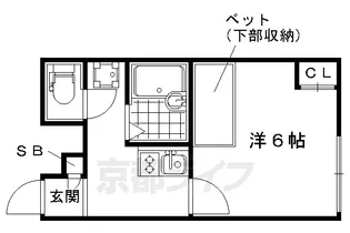 京都府京都市右京区嵯峨野六反田町【アパート】の間取り