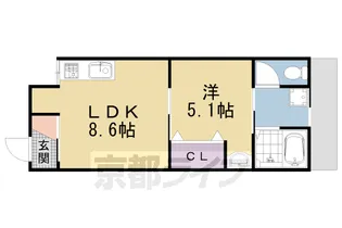 京都府京都市右京区西院春栄町【テラスハウス】の間取り