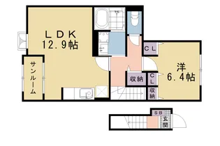 ラフィーネ葛野Ⅱ【2階】の間取り