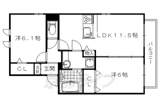 レジウム嵯峨【101号室】の間取り