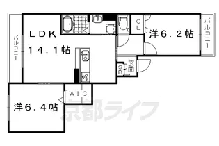 京都府京都市右京区西京極郡町【マンション】の間取り
