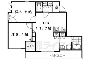 グランソレーユ太秦【201号室】の間取り
