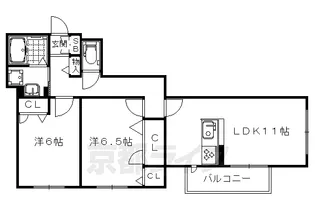 シャーメゾン御室【103号室】の間取り