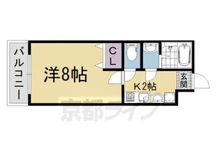 フラッティ西大路花屋町【2階】の間取り