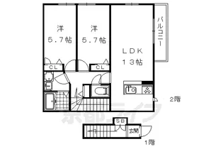 プロヌーブ広沢【202号室】の間取り