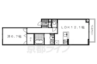 シャーメゾン冷泉町【202号室】の間取り