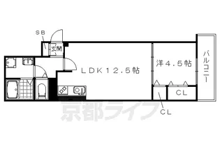 「カーサ・フェリーチェ丸太町」【1階】の間取り