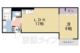 カーサ・フェリーチェ丸太町【303号室】の間取り