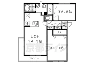 リヴェール嵯峨野【101号室】の間取り