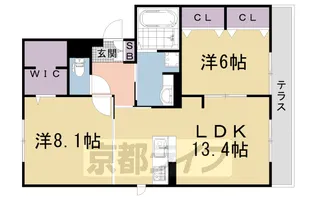 ソレアード嵯峨Ⅱ【1階】の間取り
