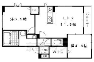 ソレアード御室【2階】の間取り