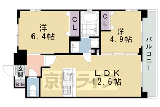クリスタルグランツ京都西大路【2階】の間取り