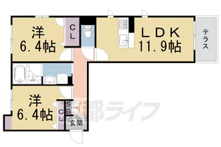 セントリヴィエ京都芝野【101号室】の間取り