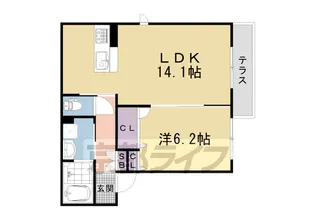 シャーメゾン太秦広隆寺【102号室】の間取り