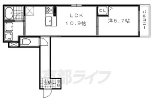 京都府京都市中京区西ノ京原町【マンション】の間取り