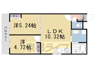カルハート太秦天神川【201号室】の間取り