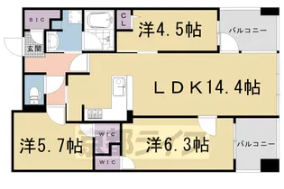 パラドール太秦丸太町通【3階】の間取り