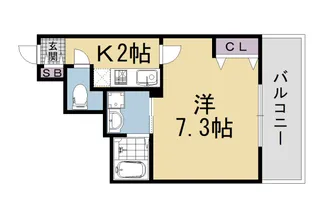 プレサンス京都五条天使突抜【205号室】の間取り