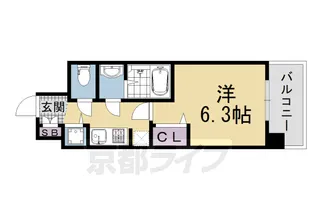 プレサンス京都五条天使突抜【308号室】の間取り