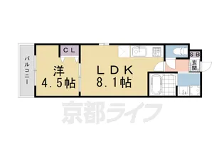 Residence二条洛中庵【101号室】の間取り
