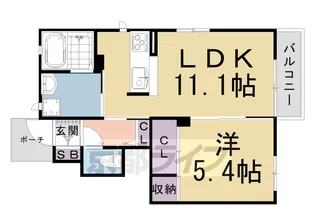 シャーメゾン比永城【102号室】の間取り