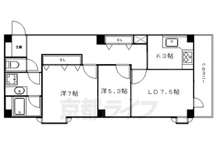 クリヨン岡崎【301号室】の間取り