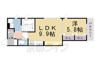 ユアメゾン下鴨葵【102号室】の間取り