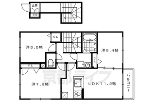 Evergreen北稜【202号室】の間取り