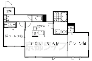エクラージュ沙羅【1階】の間取り