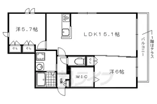 ザ・ガーデン下鴨【105号室】の間取り