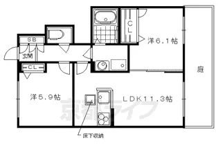 京洛舎 木野【102号室】の間取り