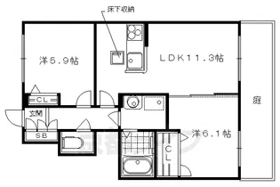 京洛舎 木野【103号室】の間取り