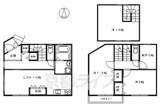 京都府京都市左京区一乗寺出口町【一戸建】の間取り